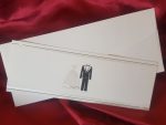 Invitatii de nunta carton mat model in relief si fluturas inclus 8.5 x 24.5 cm