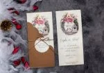 Invitatii nunta decor floral cu plic decupat 9.7 x 20.9 cm