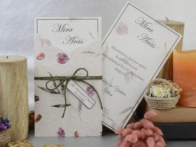 Invitatii nunta carton mat snur accesorizat familii eveniment 12 x 22 cm