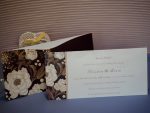 Invitatii de nunta din carton sidefat floral 10.5 x 23 cm