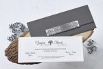 Invitatii nunta albe cu plic gri elegant 9.7 x 24 cm
