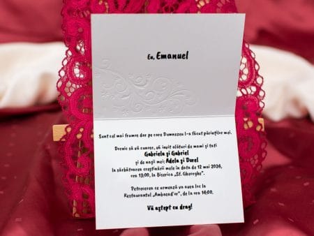 Invitatii botez dimensiuni mici model in relief 11.5 x 8.5 cm