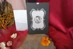 Invitatii nunta carton argintiu relief figurina sidefata plic inclus 13 x 19 cm