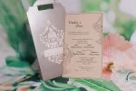 Invitatii nunta carton lucios plic relief fara plic clasic 11 x 19 cm