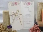 Invitatii nunta elegante cu snur si perla 22 x 10 cm