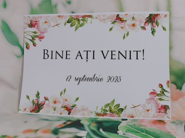 Placute Bine ati venit model floral elegat