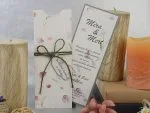 Invitatii nunta din carton mat cu fundita accesorizata 21 x 8 cm