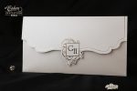 Invitatii nunta  carton sidefat cu model in relief 13.5 x 25 cm