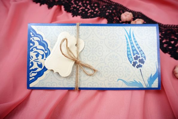 Invitatii nunta elegante bleu 19.4 x 9.7 cm