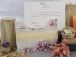 Invitatii nunta model vintege flori roz 14 x 19 cm