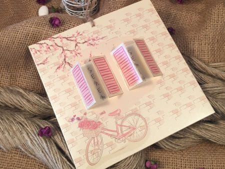 Invitatii nunta cu snur model floral si bicicleta 16.2 x 16.2 cm