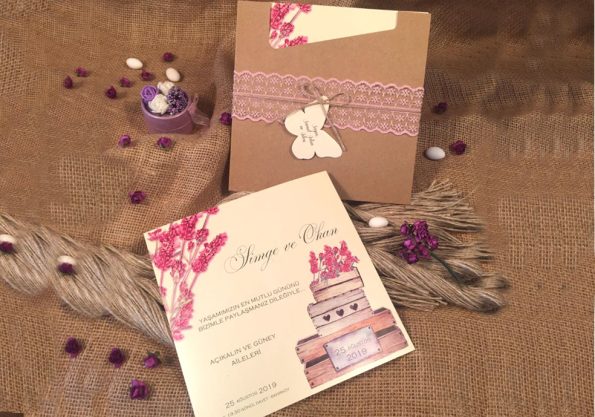 Invitatii nunta elegante crem 19 x 18.8 cm