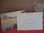 Invitatii nunta model vintege flori roz 14 x 19 cm