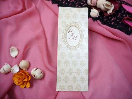 Invitatii nunta model floral crem clasic 7.9 x 21.5 cm