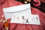 Invitatii de nunta din trei parti plic imprimare si limba 10 x 24.5 cm