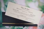 Invitatii nunta cu plic negru auriu 26.5 x 10.5 cm