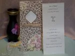 Invitatii de nunta carton lucios cu decupaj model floral 10 x 23 cm