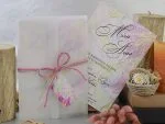 Invitatii nunta carton mat folia transparenta snur pentru trecerea persoanelor invitate 13.5 x 19.5 cm