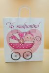Punga botez pentru fetite alb roz 25 x 11 x 28 cm
