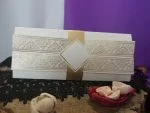 Invitatii nunta model si banda aurie 22 x 9.5 cm