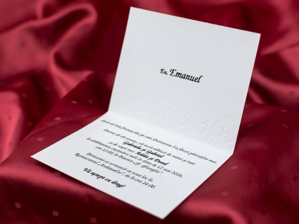 Invitatii botez dimensiuni mici model in relief 11.5 x 8.5 cm