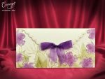 Invitatii nunta model floral pe exterior si fundita 10.5 x 20.9 cm