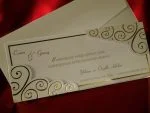 Invitatii nunta cu inserţii aurii florale 10.5 x 26 cm