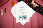Invitatii botez cu strumfi 13.5 x 20 cm