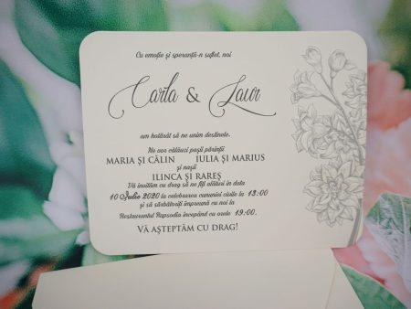 Invitatii nunta relief floral plic clasic sigiliu ceara 16 x 20.2 cm