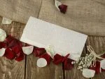 Invitatii nunta crem elegante cu perla 9.5 x 21 cm