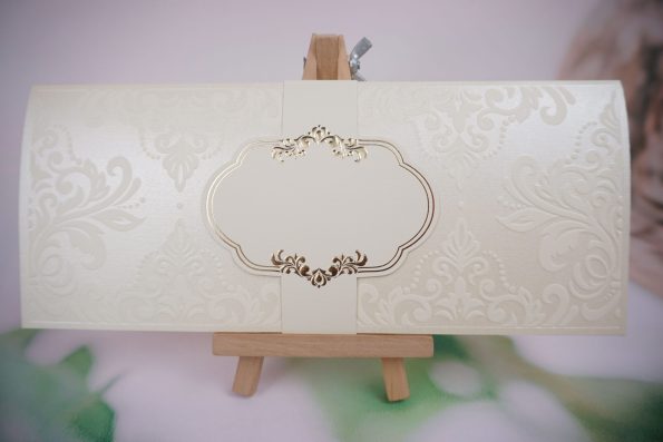 Invitatii nunta elegante aurii 24.5 x 20.8 cm