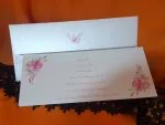 Invitatii nunta lucioase trandafiri roz 10.5 x 24 cm