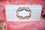 Invitatii nunta carton lucios cu bentita 22 x 10.2 cm