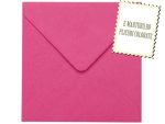 Plicuri fucsia patrate invitatii botez fetite 130 x 130 mm set 20 buc