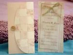 Invitatii nunta model floral si patrate roz somon 10 x 21 cm