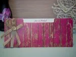 Invitatii nunta din carton mat decorate cu flori si carton exterior lucios fundita 25 x 10.5 cm