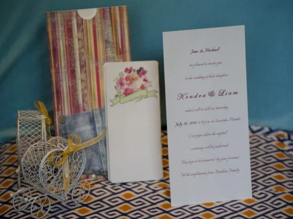 Invitatii nunta model vintage dungi vericale 10 x 21 cm