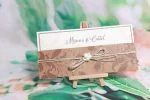 Invitatii nunta plic model floral maro 11 x 23.5 cm