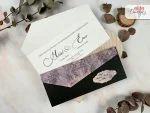 Invitatii nunta plic negru model albastru 21.6 x 9.1 cm