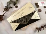 Invitatii nunta plic negru cu auriu 26.5 x 9 cm