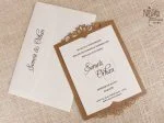 Invitatii nunta elegante chenar maro 22 x 16 cm