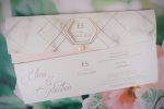 Invitatii nunta carton mat si plic foarte elegant cu perla 27.5 x 8.5