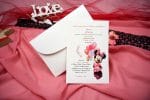 Invitatii botez  cu minnie si baloane colorate 13.5 x 20 cm