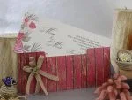 Invitatii nunta din carton mat decorate cu flori si carton exterior lucios fundita 25 x 10.5 cm