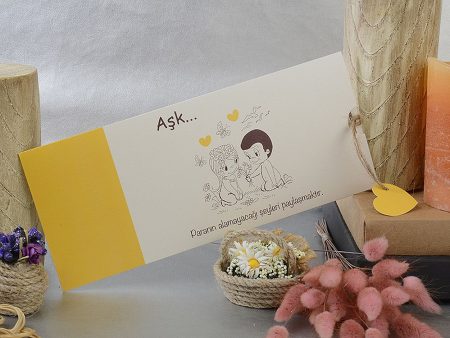Invitatii nunta carton lucios pentru text carton exterior cu miri 9.5 x 23 cm