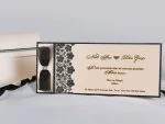 Invitatii nunta crem elegante model floral negru 10.5 x 24.5 cm