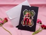 Invitatii de nunta carton subtire sidefat rama argintie relief plic sidefat 13 x 19 cm