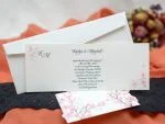 Invitatii nunta flori roz de cires 9 x 22 cm