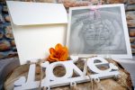 Invitatii de botez material mat crem 15.5 x 15.5 cm
