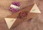 Invitatii nunta alb bej elegante model floral 26.5 x 9.9 cm